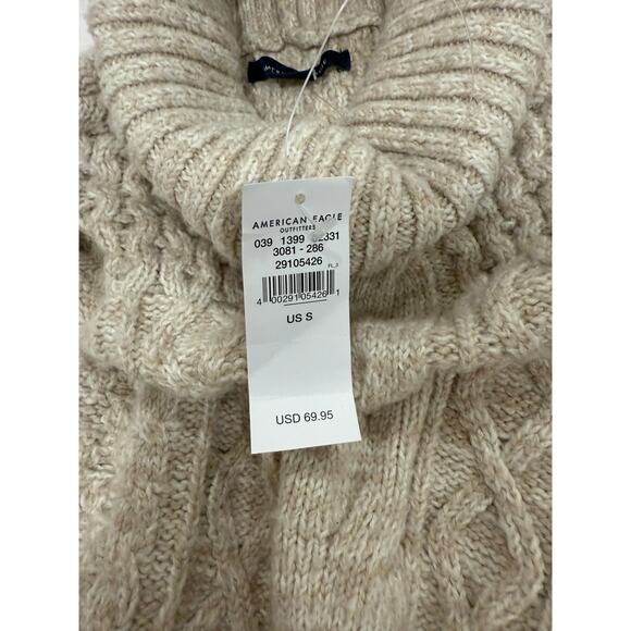 NWT American Eagle Outfitters Cable Knit Turtleneck Dress Beige Women's Size S - Picture 7 of 12